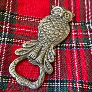 Pewter metal owl bottle openner